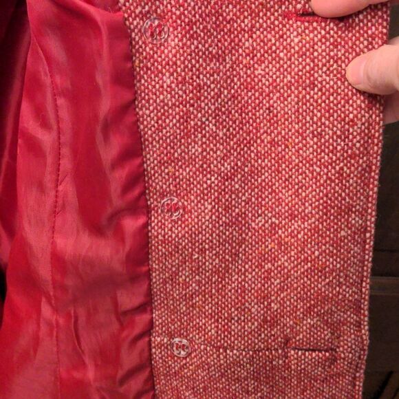 Mudd Red + White Hooded Double Breasted Wool Blend Peacoat - Picture 12 of 15